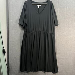 Girl With Curves Petite Knit Midi Dress with Flutter Sleeve Black, Petite 2X